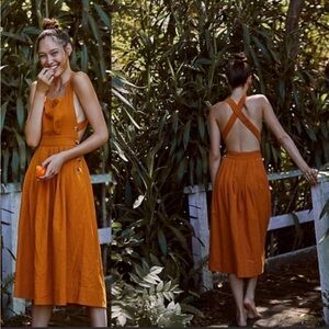 Free people linen apron dress